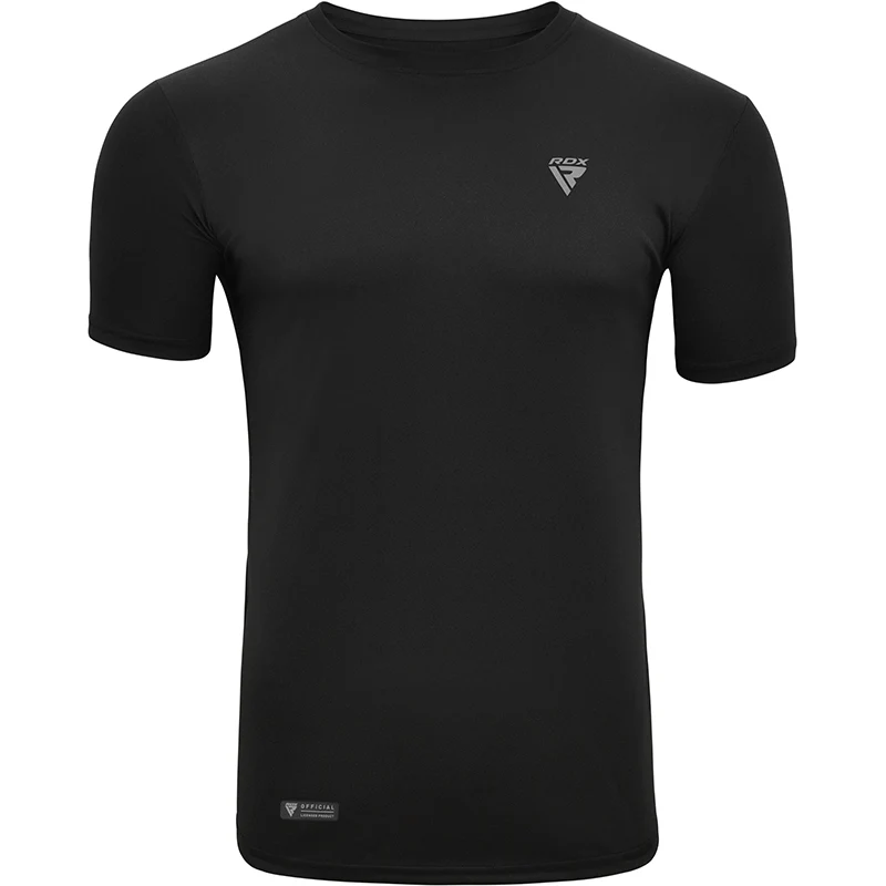 RDX T2 Camiseta de ginástica Manga Curta Preta Suor-Wicking Gym - Image 2