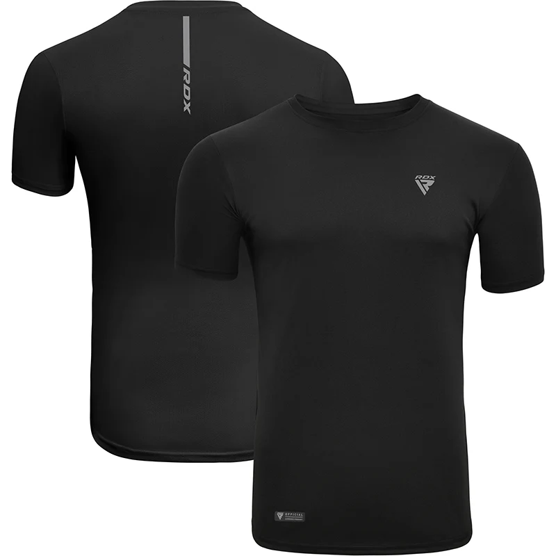 RDX T2 Camiseta de ginástica Manga Curta Preta Suor-Wicking Gym - Image 4