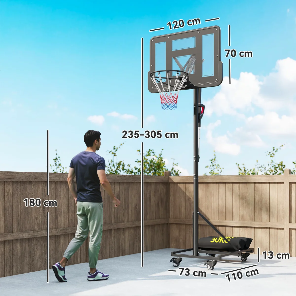 tabela de Basquetebol para Exterior Ajustável 235-305 cm - Sportnow - Image 4